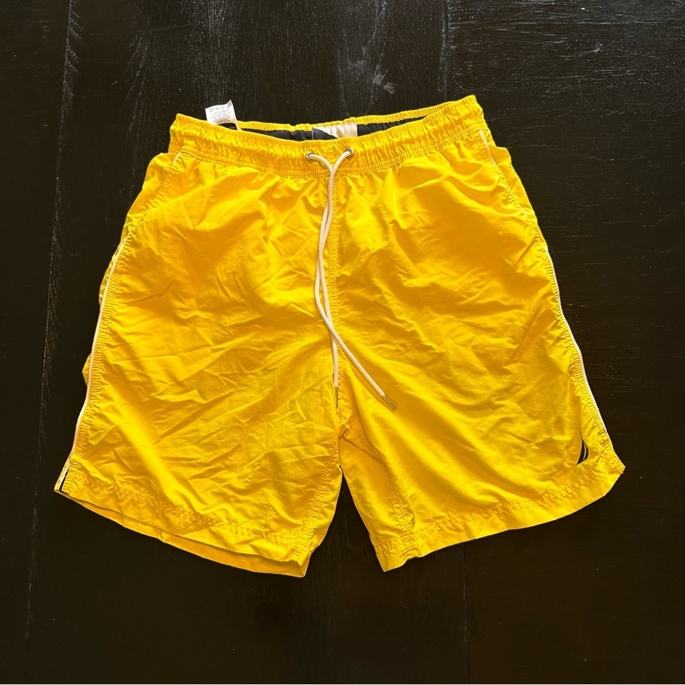 Nautica Small Bright Yellow Swim Shorts Knee Length